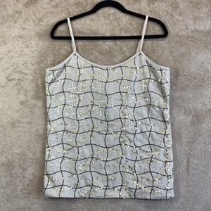 NOS VTG 90s Y2K Sequined Knit Tank Top Sz L Whimsigoth Fairy Grunge Festival NEW